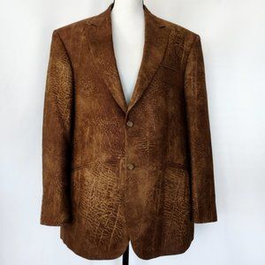 Vintage 1990s Brown Distressed Microfiber Double Vented Sportscoat 42S